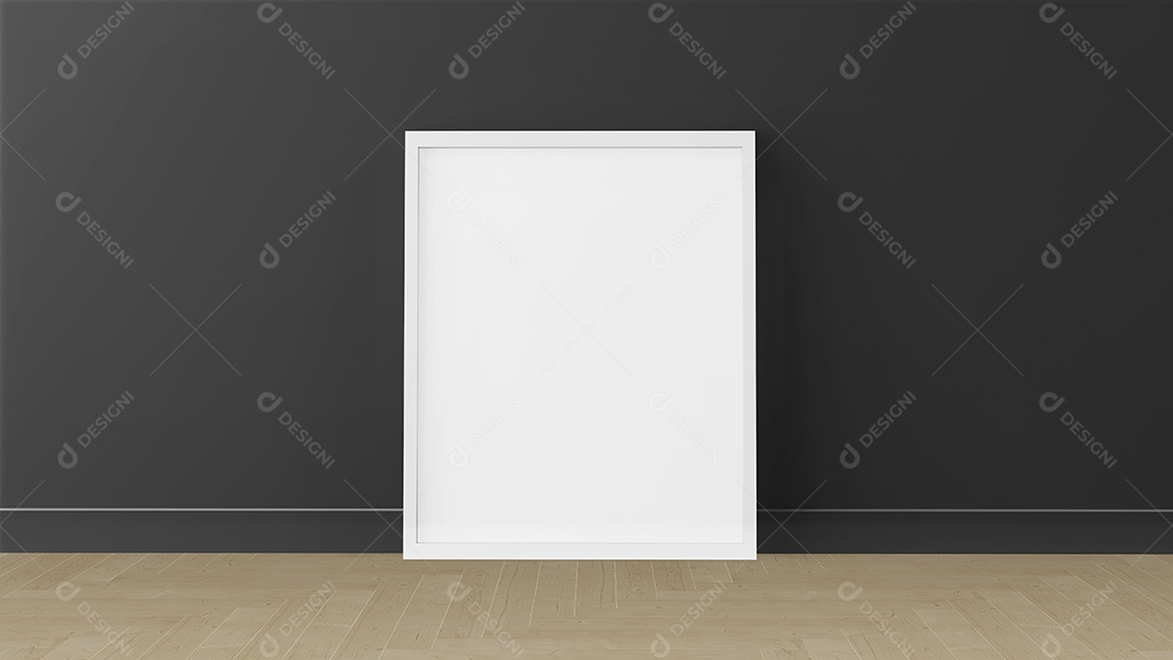 Porta-retrato na sala, renderização em 3d, design de maquetes