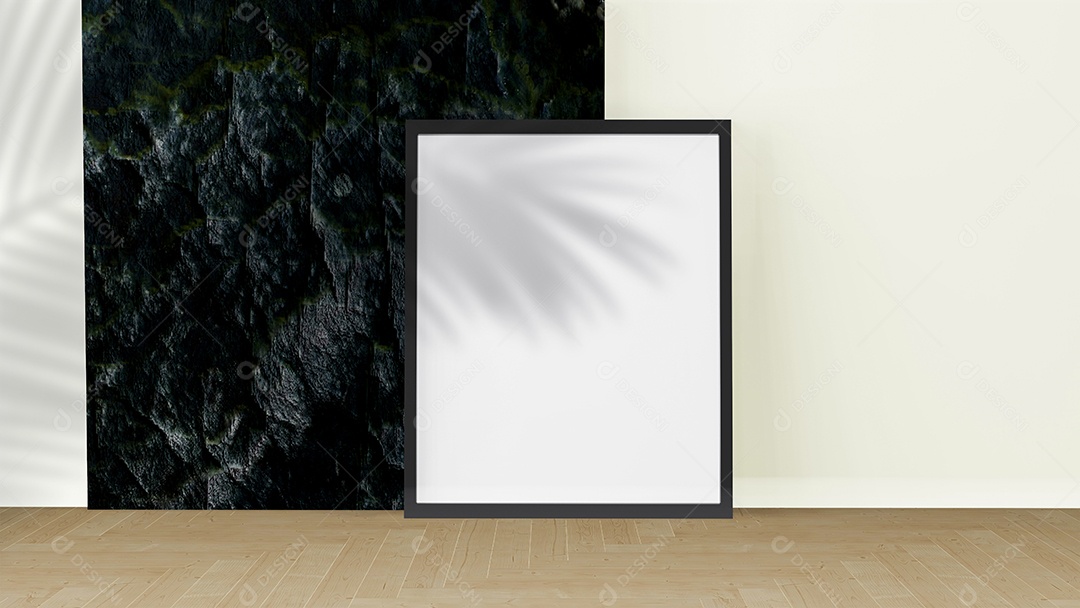 Porta-retrato na sala, renderização em 3d, design de maquetes