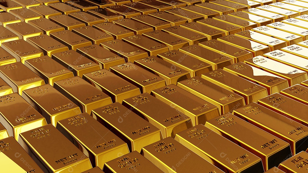 3d renderização da barra de ouro de tijolos de ouro Conceito financeiro, tiros de estúdio