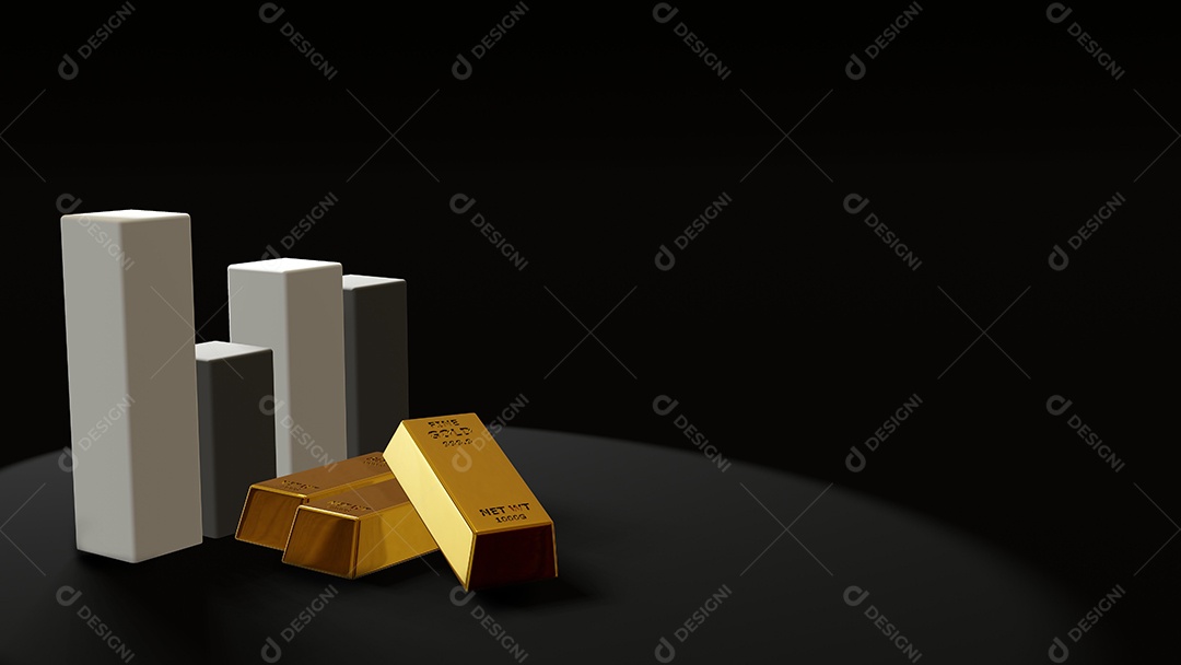 3d renderização da barra de ouro de tijolos de ouro Conceito financeiro, tiros de estúdio