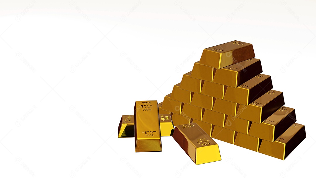 3d renderização da barra de ouro de tijolos de ouro Conceito financeiro, tiros de estúdio
