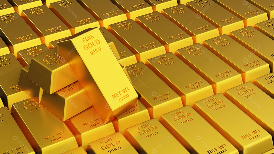 3d renderização da barra de ouro de tijolos de ouro Conceito financeiro, tiros de estúdio