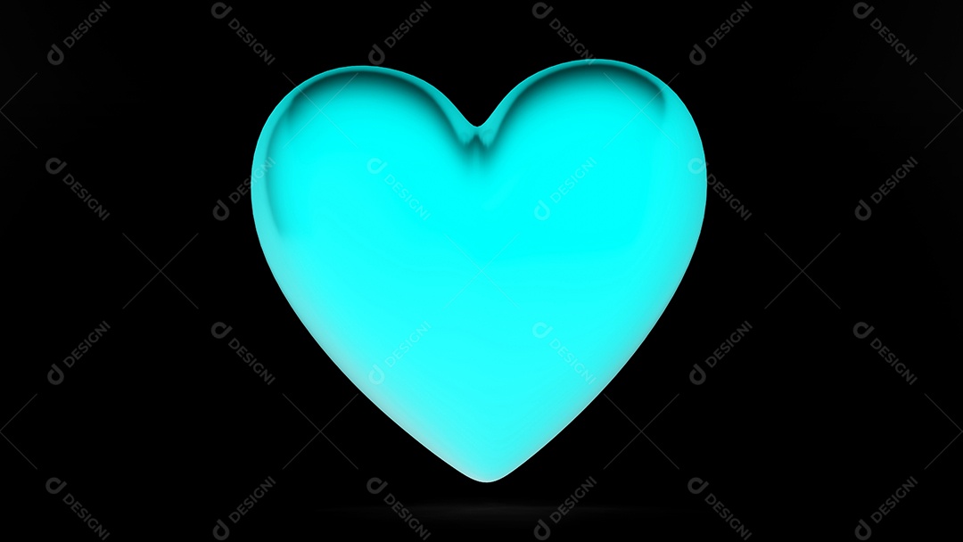 Isolado de coração azul, renderização 3D