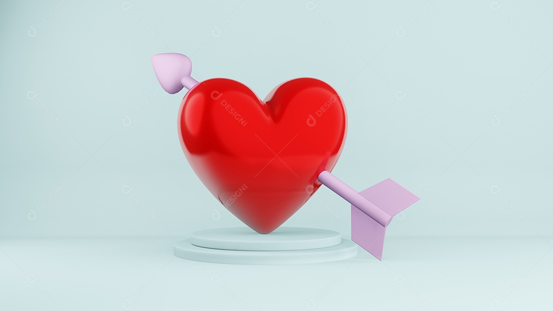 corações vermelhos, conceito de dia dos namorados, renderização em 3D