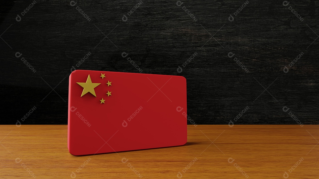 Renderização em 3d da bandeira quadrada da China