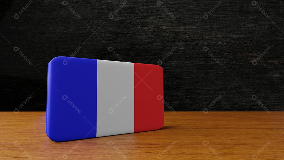 Renderização em 3d da bandeira quadrada da França