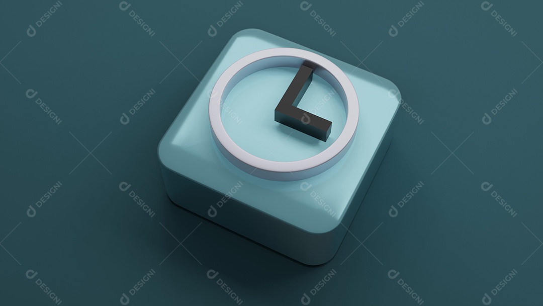 square shaped clock icon, 3d rendering