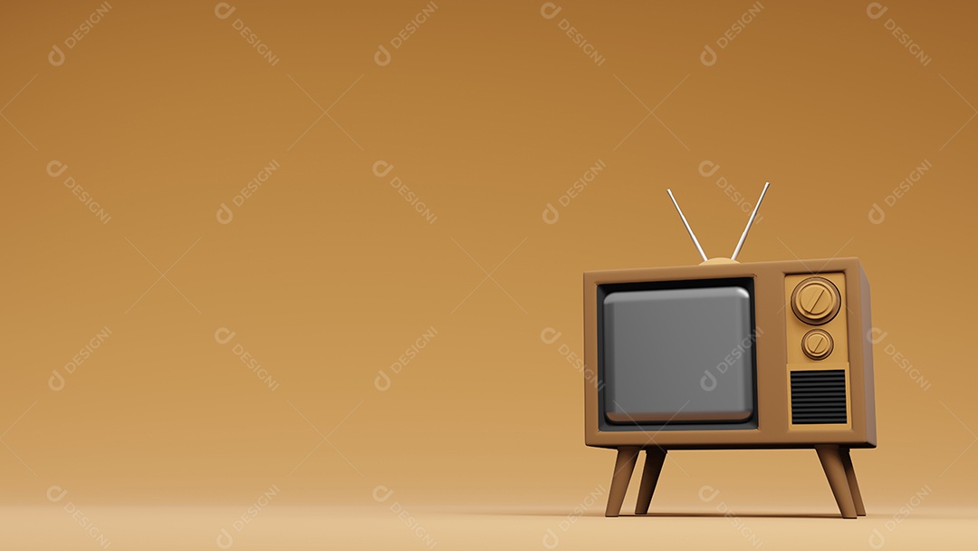 design vintage de TV de televisão, renderização em 3d