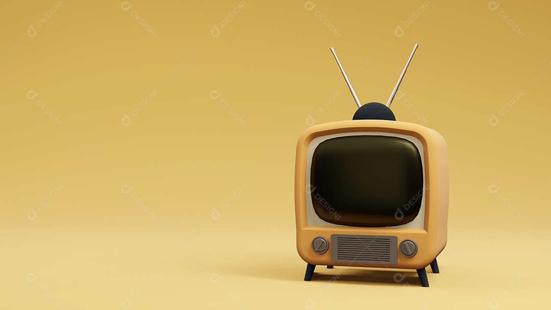 design vintage de TV de televisão, renderização em 3d