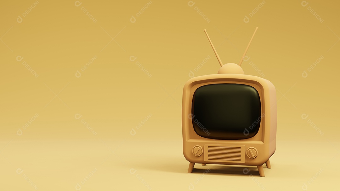 design vintage de TV de televisão, renderização em 3d