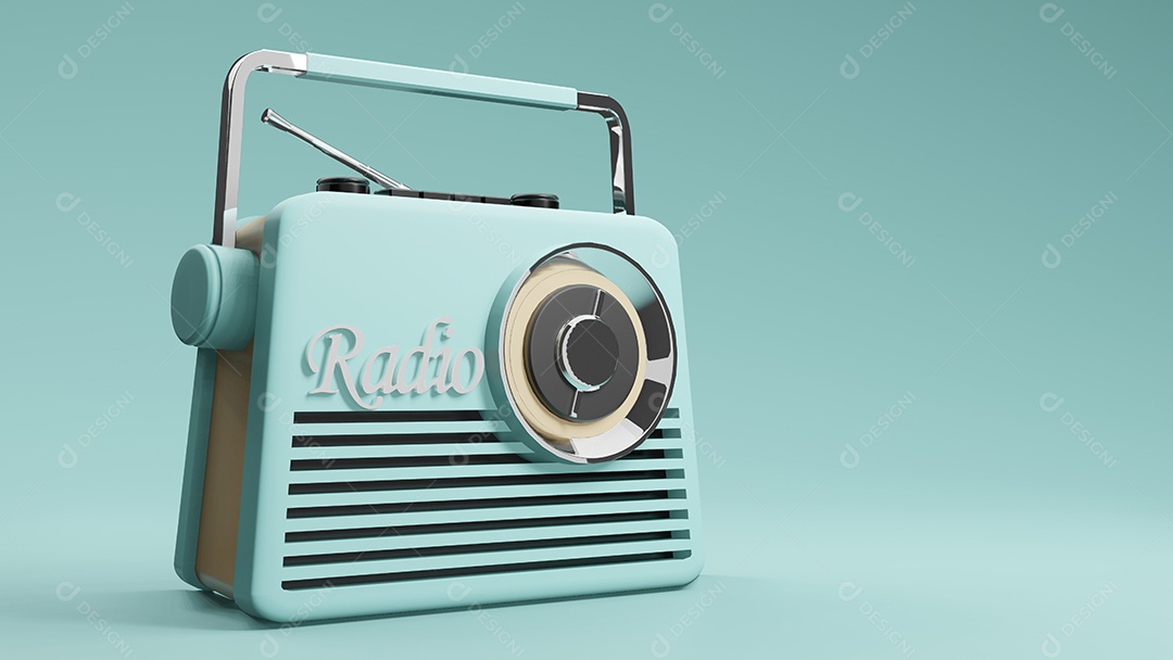design vintage de rádio, renderização em 3d