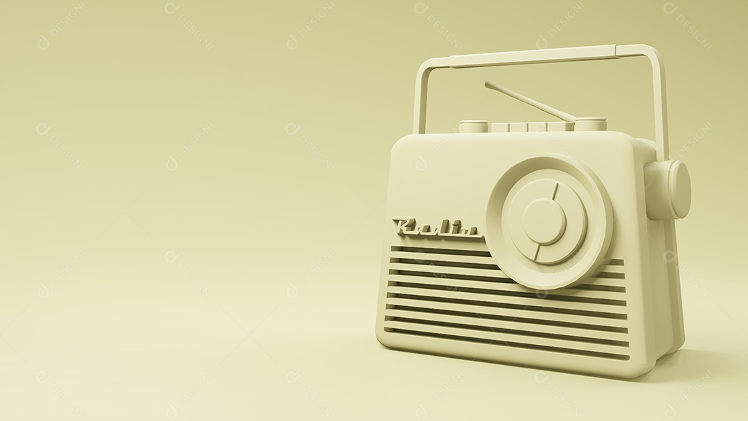 design vintage de rádio, renderização em 3d