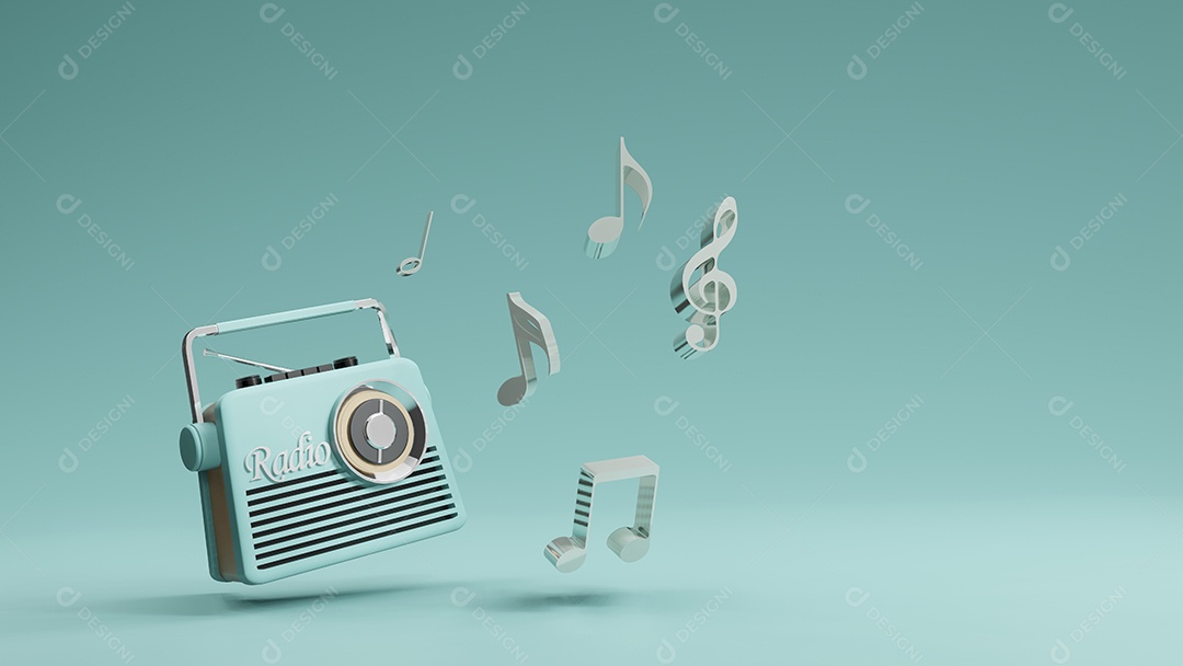 design vintage de rádio, renderização em 3d