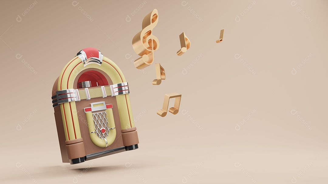 jukebox Radio antigo vintage, renderização em 3D