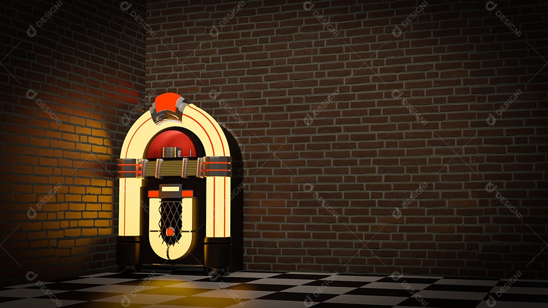 jukebox Radio antigo vintage, renderização em 3D