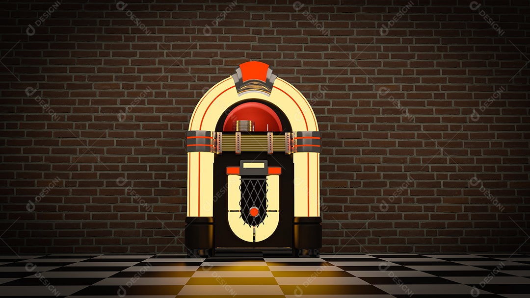 jukebox Radio antigo vintage, renderização em 3D