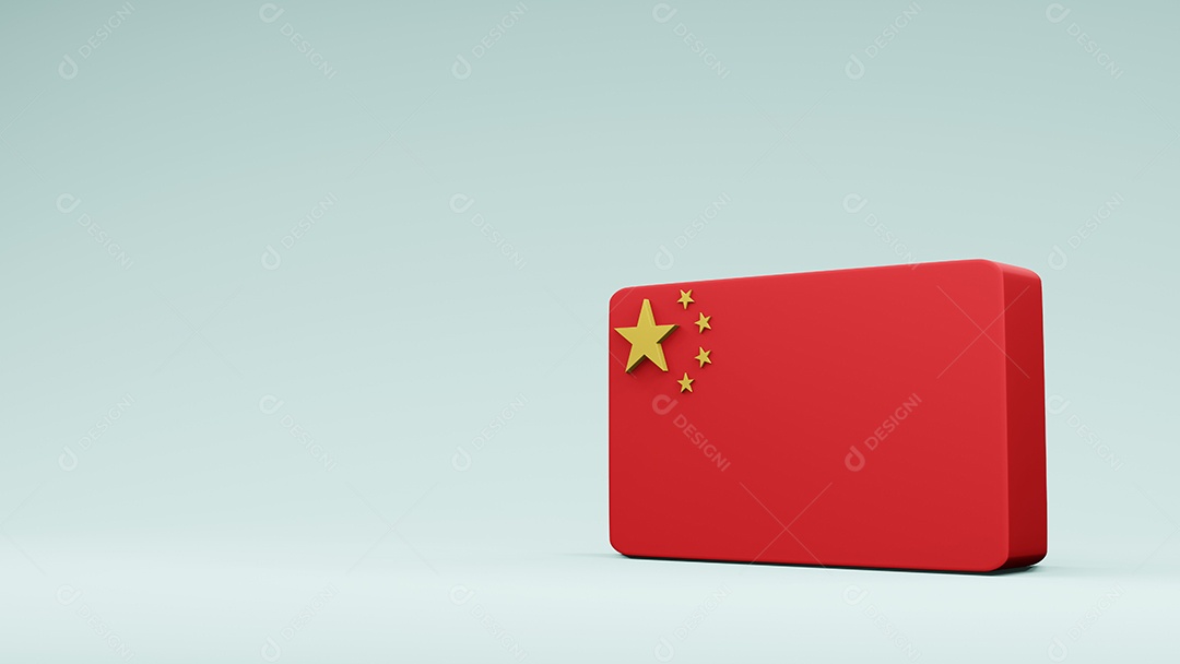 Renderização em 3d da bandeira quadrada da China