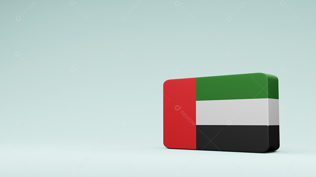 Renderização 3d da bandeira quadrada dos Emirados Árabes Unidos