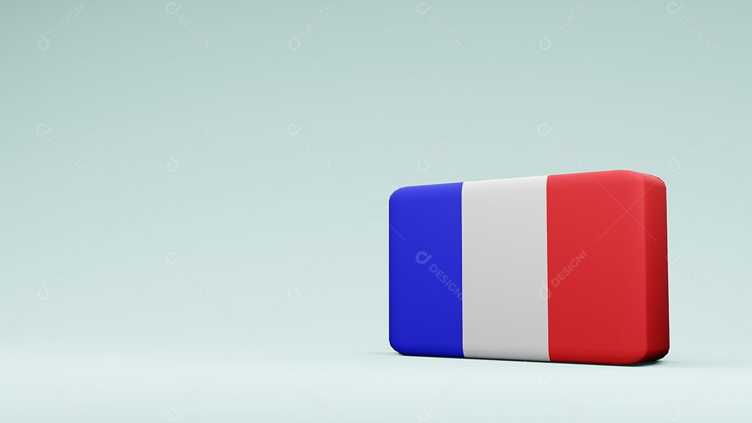 Renderização em 3d da bandeira quadrada da França