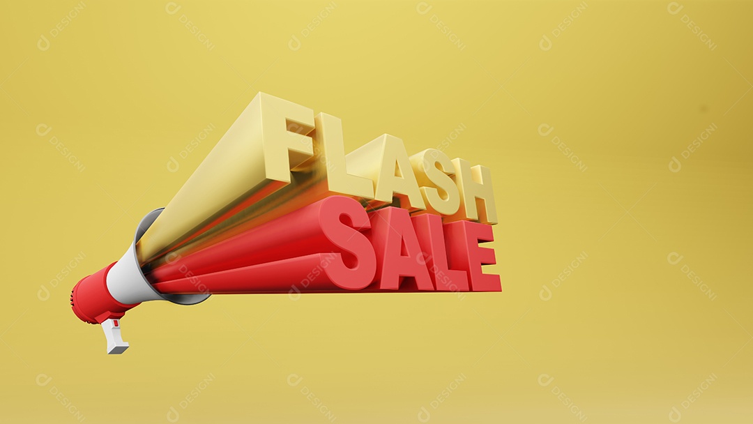 renderização em 3d de megafone com renderização em 3d de venda de verão