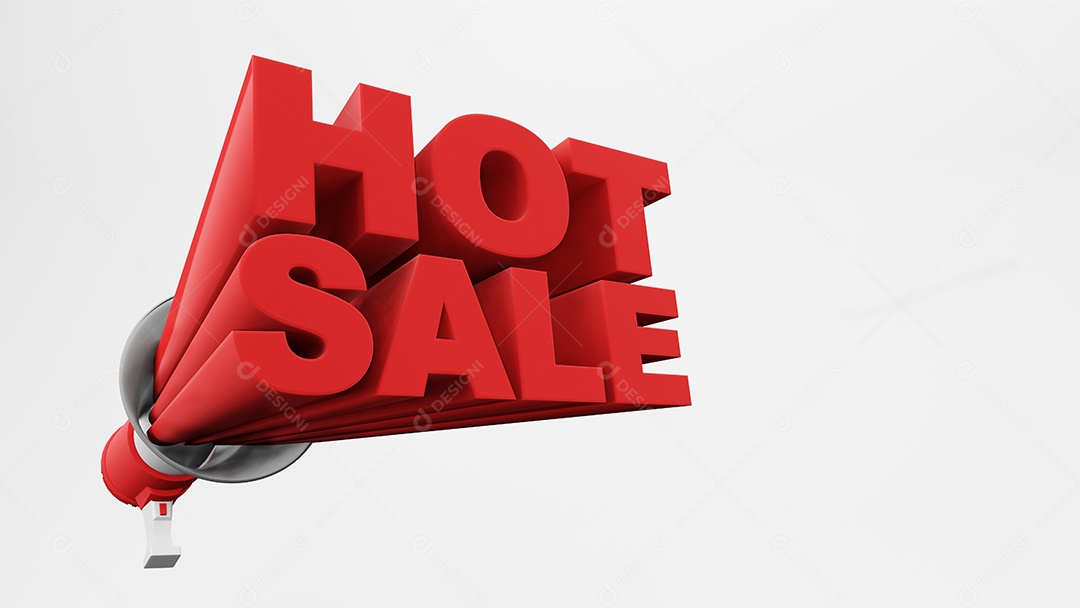 renderização em 3d de megafone com renderização em 3d de venda de verão