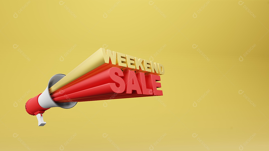 renderização em 3d de megafone com renderização em 3d de venda de verão