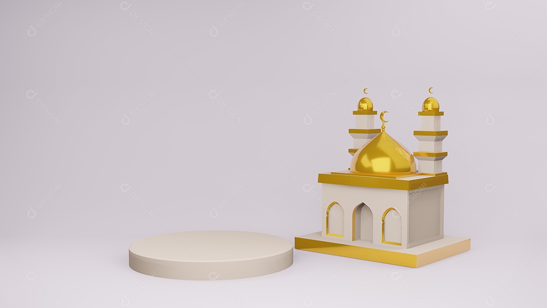 mesquita islâmica exibição ilustração 3d renderização em 3D