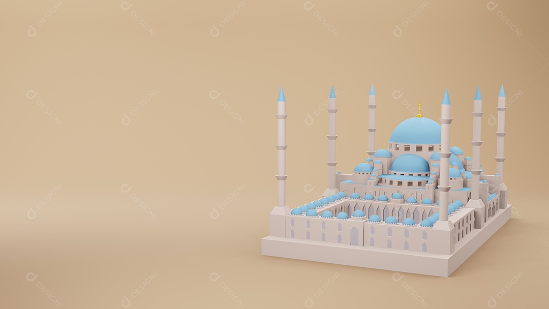 mesquita islâmica exibição ilustração 3d renderização em 3D