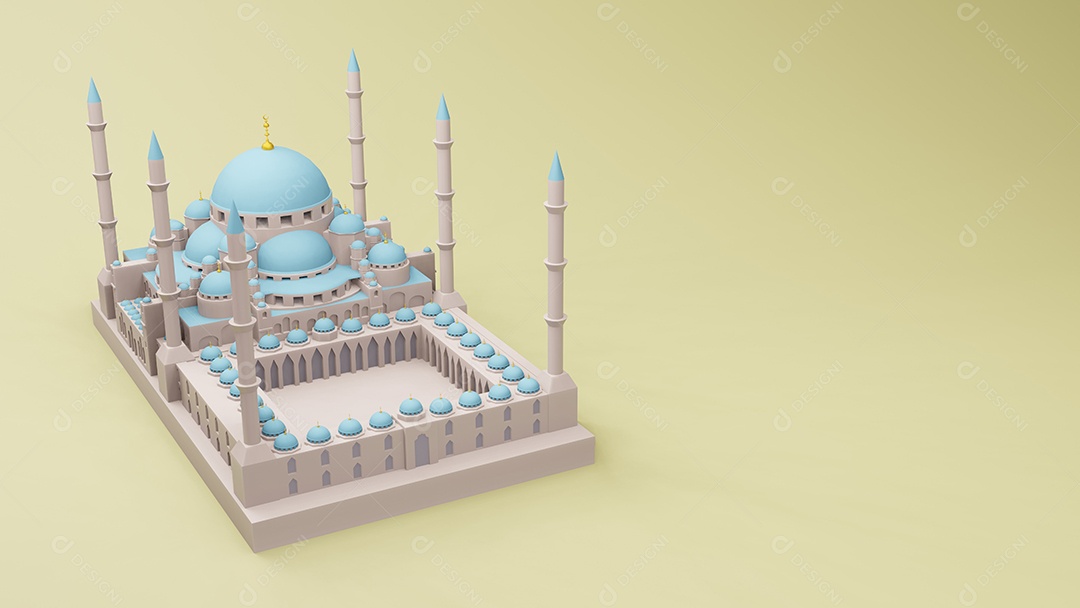 mesquita islâmica exibição ilustração 3d renderização em 3D