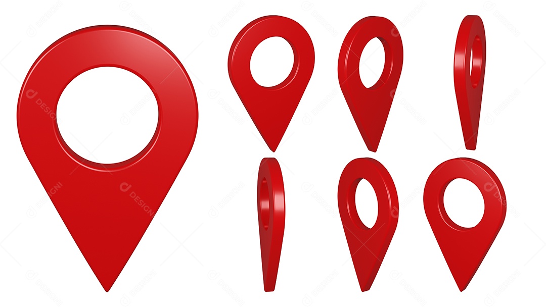 Ponteiro de mapa vermelho isolado em fundo branco. Ilustração de renderização 3D