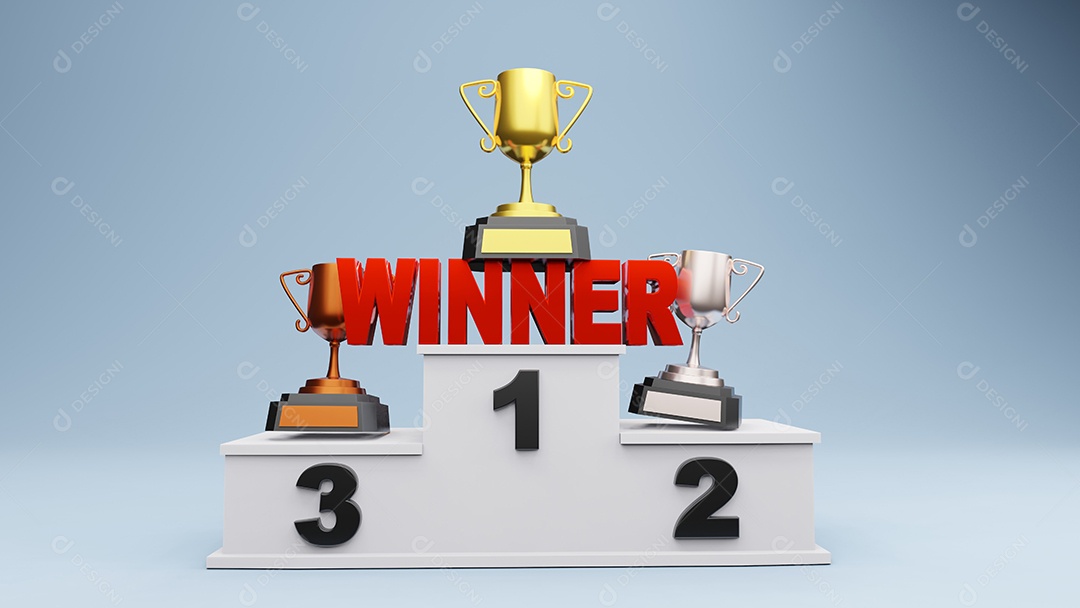 pódio vencedor com renderização 3d