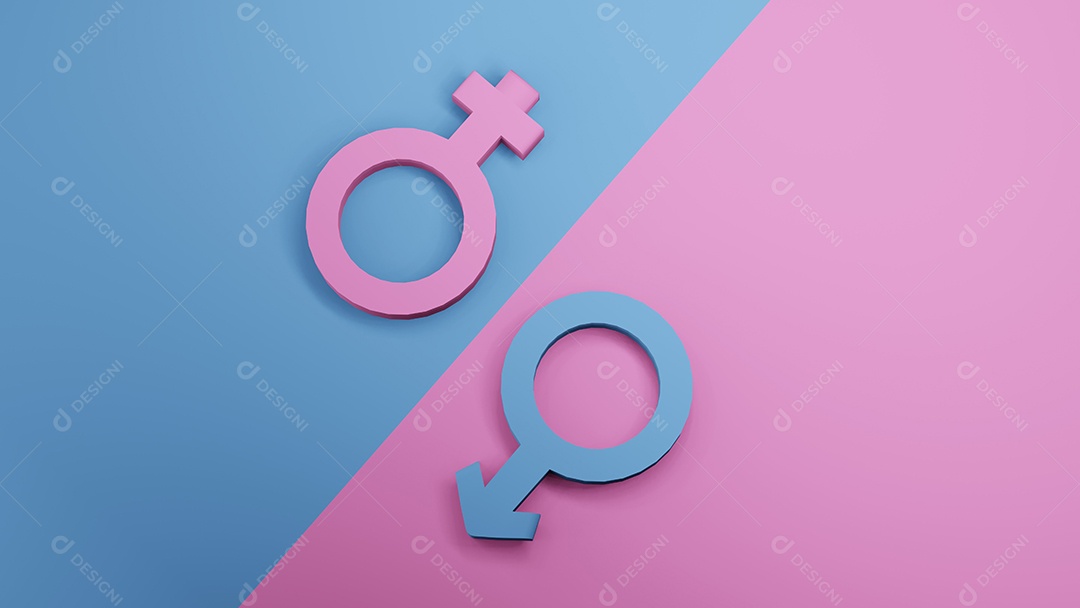 Símbolo Do Gênero Masculino Feminino. renderização em 3D