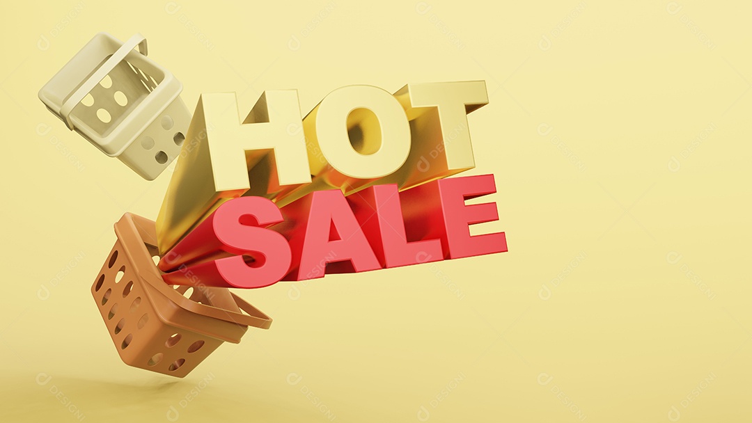 loja de plástico de cesta de compras vazia com renderização em 3d de venda final de redação.