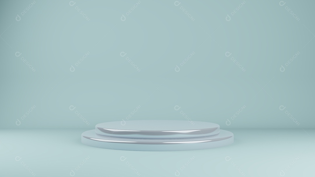 Cena do pódio do palco para a cerimônia de premiação iluminada com holofotes. Conceito de cerimônia de premiação. Cenário de palco. renderização em 3D