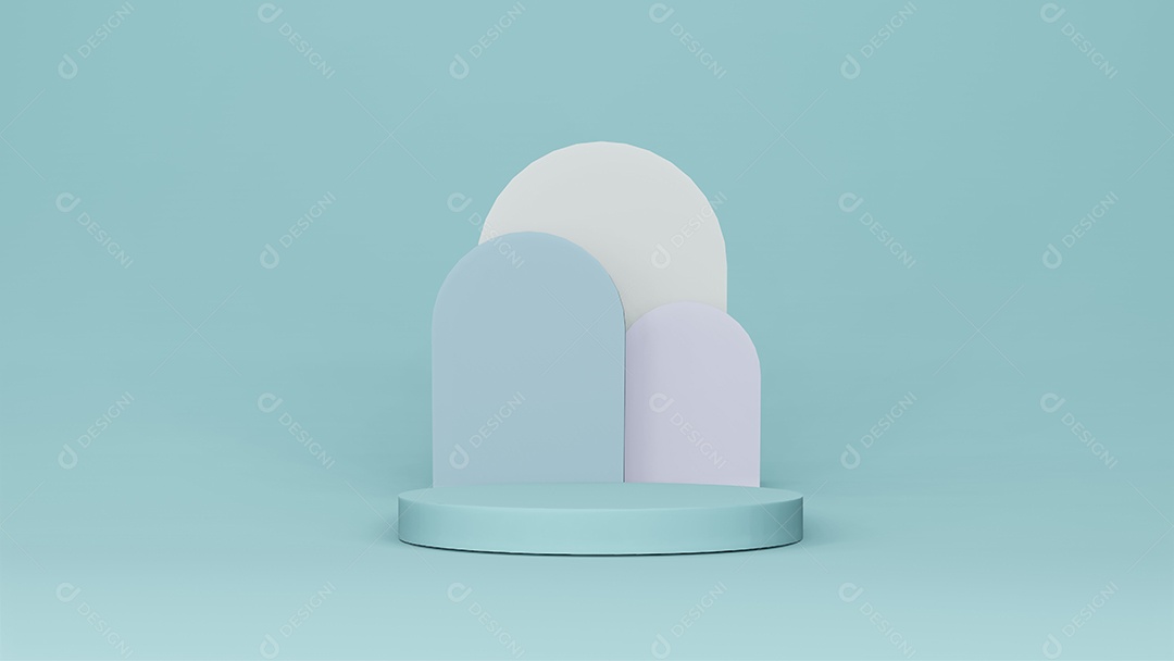 Cenário de palco de pódio de palco com arco árabe. renderização em 3D