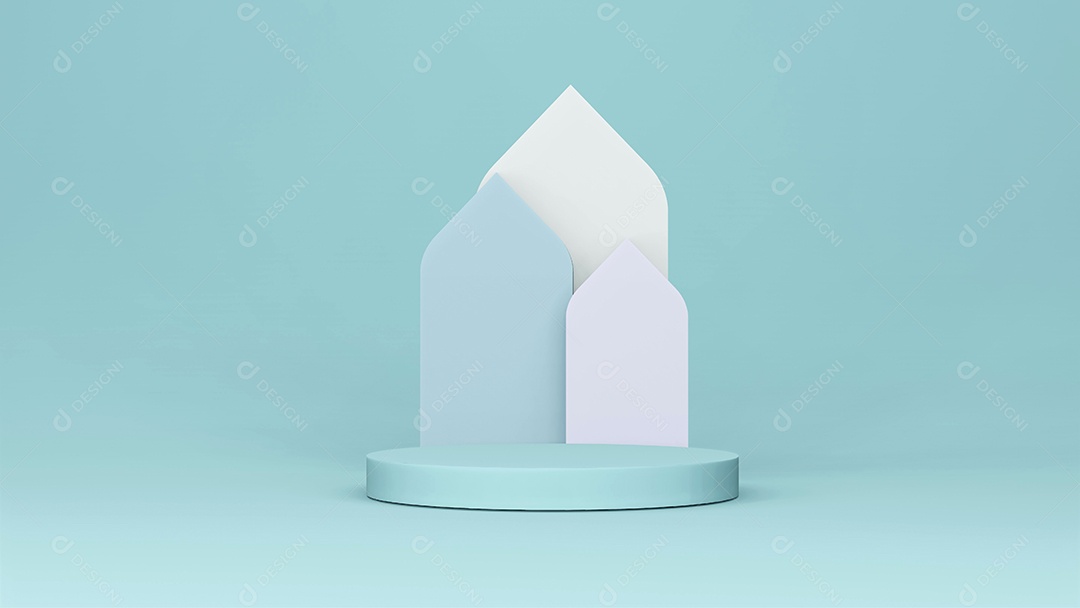 Cenário de palco de pódio de palco com arco árabe. renderização em 3D