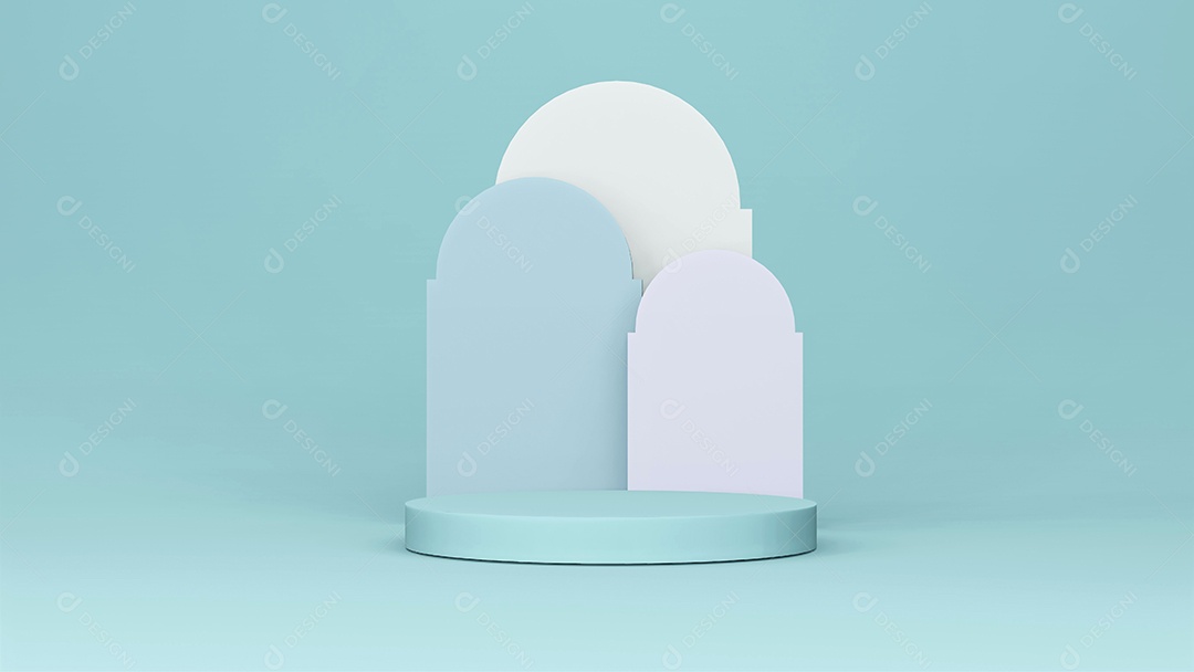 Cenário de palco de pódio de palco com arco árabe. renderização em 3D