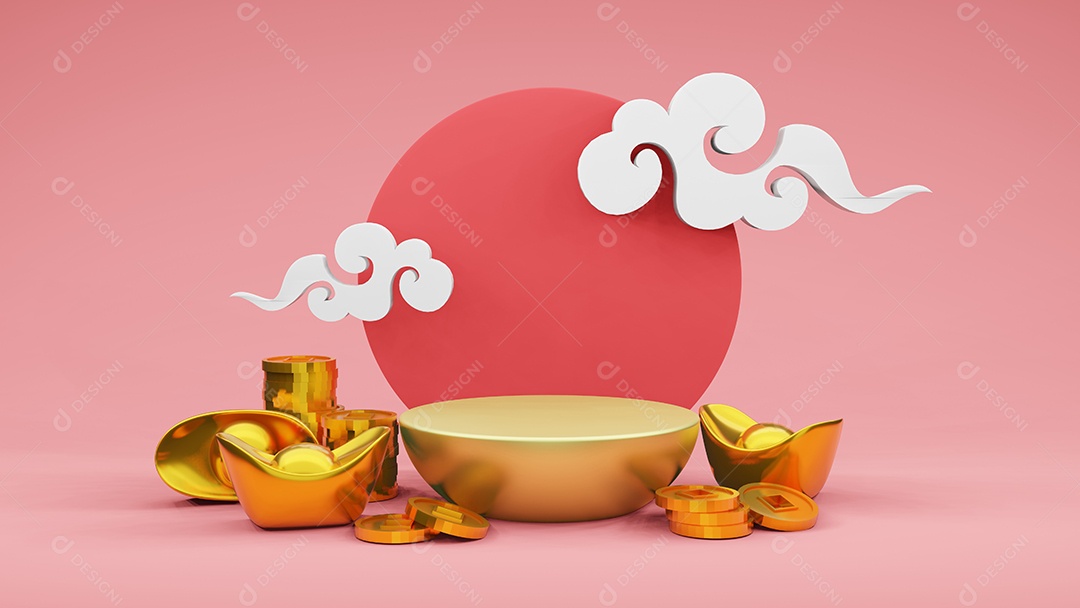 Chinese style stage stage backdrop. 3D rendering