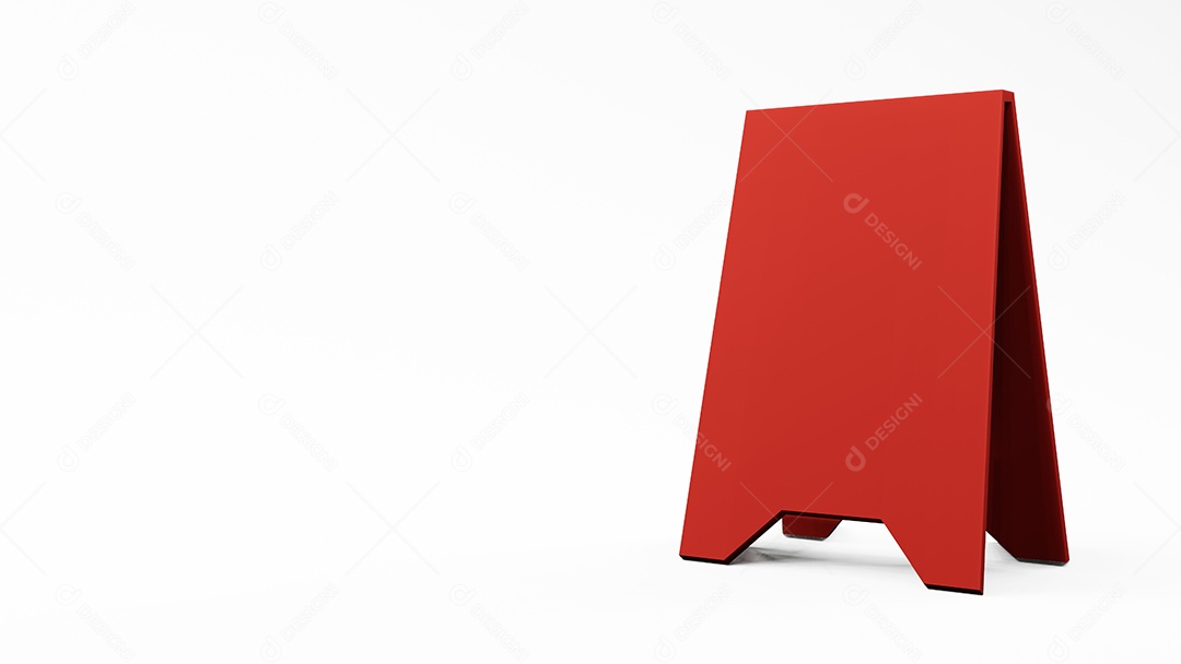 Sinal vermelho da vitrine no fundo branco, renderização em 3D.