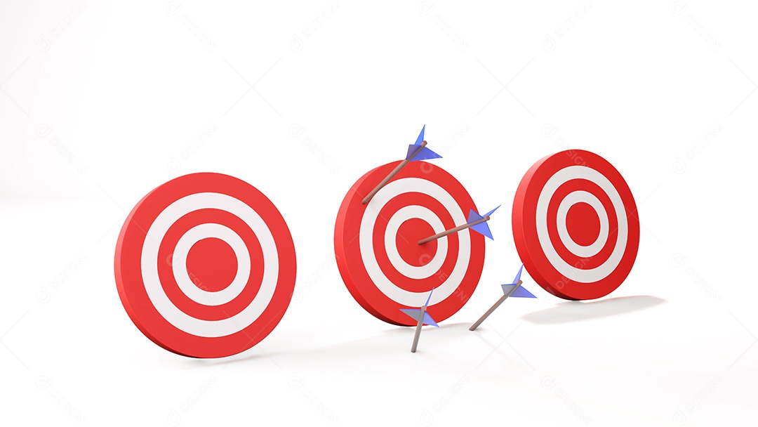 a seta está exatamente no alvo, renderização em 3D