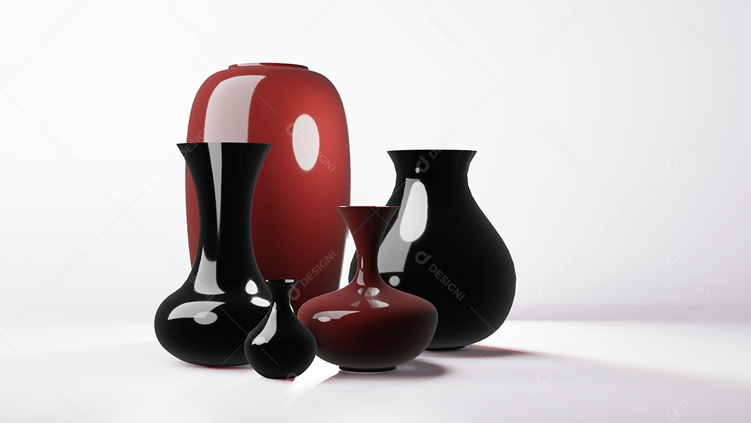 vasos curvos renderização 3d