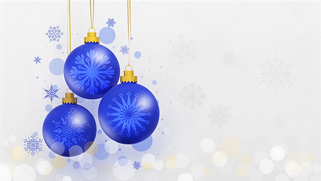 Bolas de Natal com flocos de neve no fundo branco. 3d renderização