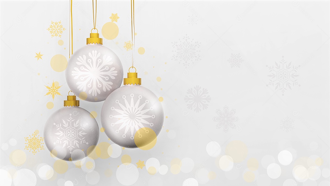 Bolas de Natal com flocos de neve no fundo branco. 3d renderização