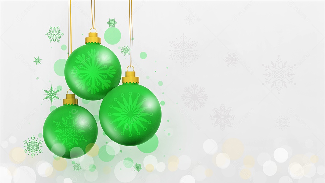 Bolas de Natal com flocos de neve no fundo branco. 3d renderização