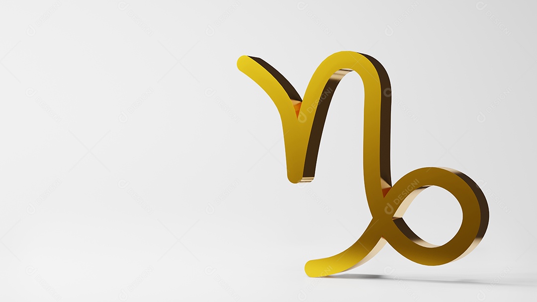 símbolo do zodíaco CAPRICÓRNIO assina ouro no fundo branco renderização em 3D