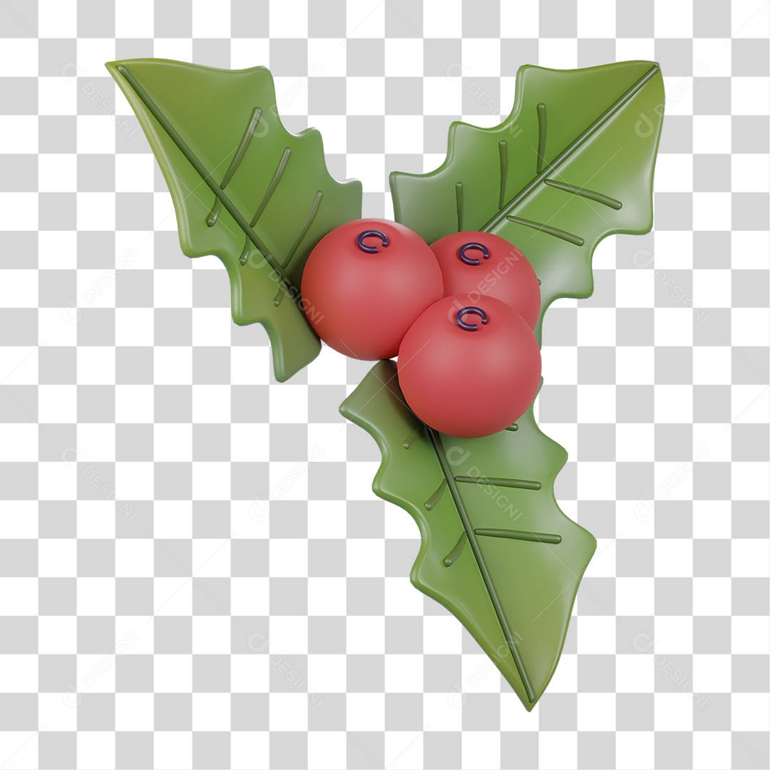 Desenho Cerejas com Folhas Enfeite Natalino PNG Transparente