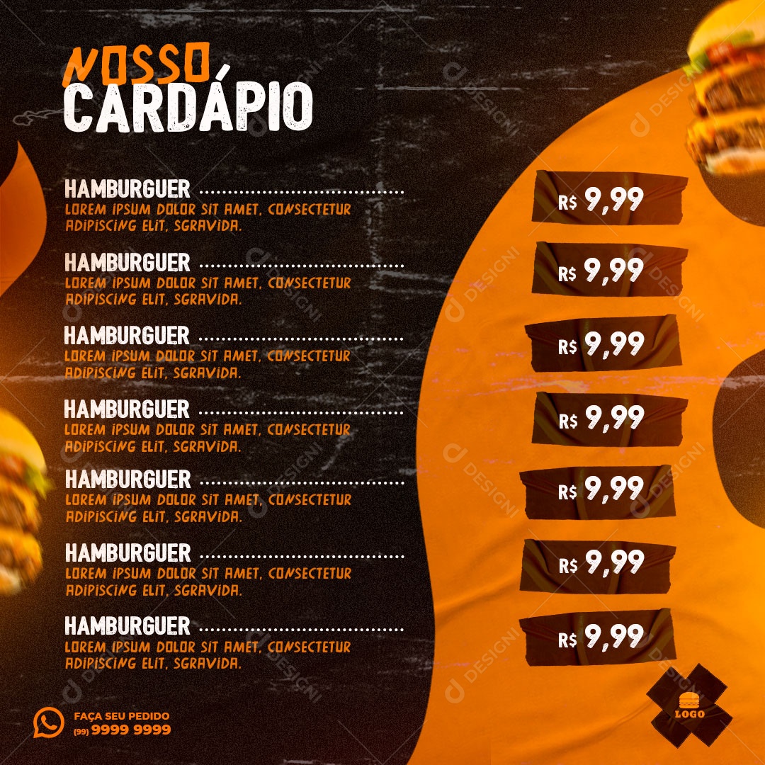 Nosso Cardápio Venha Conferir Nossas Delicias Social Media PSD Editável