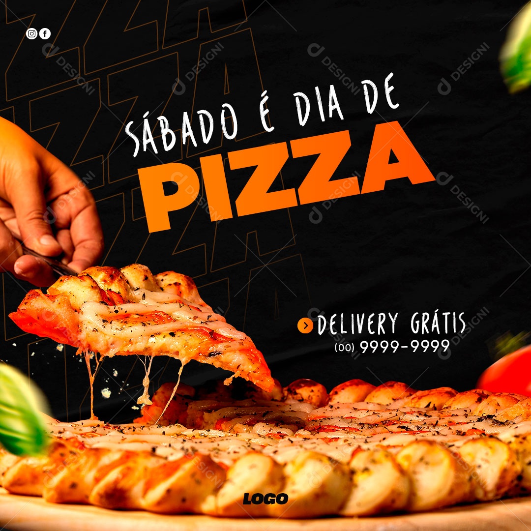 Sábado é Dia De Pizza Venha Aproveitar Social Media PSD Editável