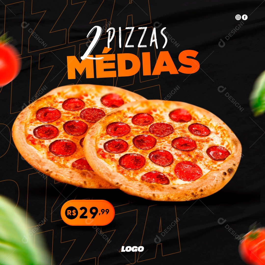 Duas Pizzas Médias Por Preço De Uma Social Media PSD Editável