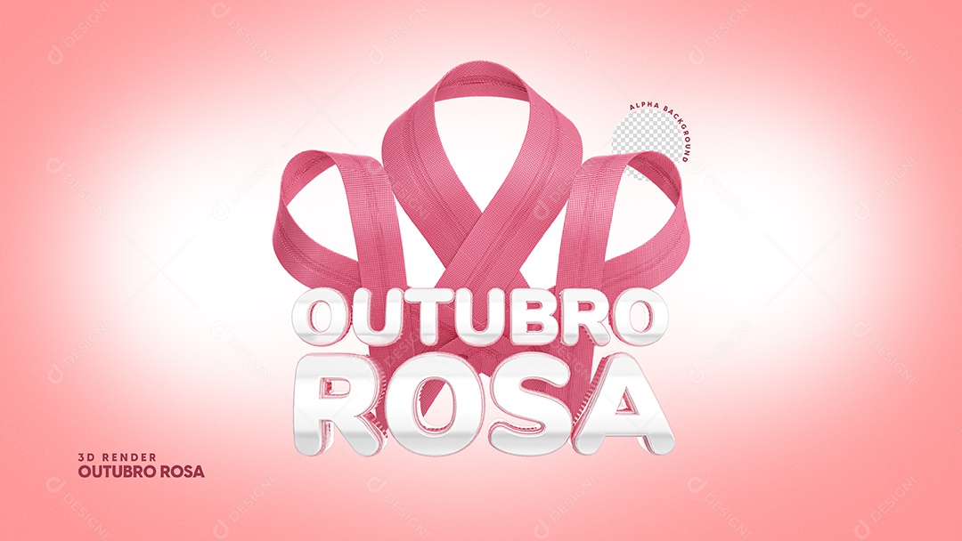 Selo 3D Para Composição Outubro Rosa Data PSD Editável